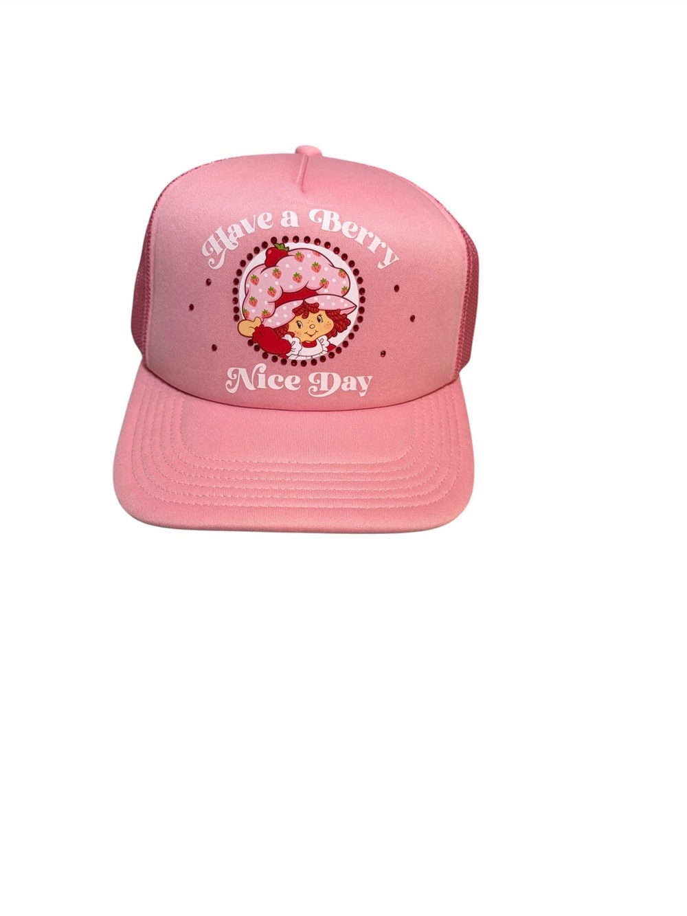 Strawberry Shortcake Pink 'Have a Berry Nice Day' Bling Adult Trucker Hat